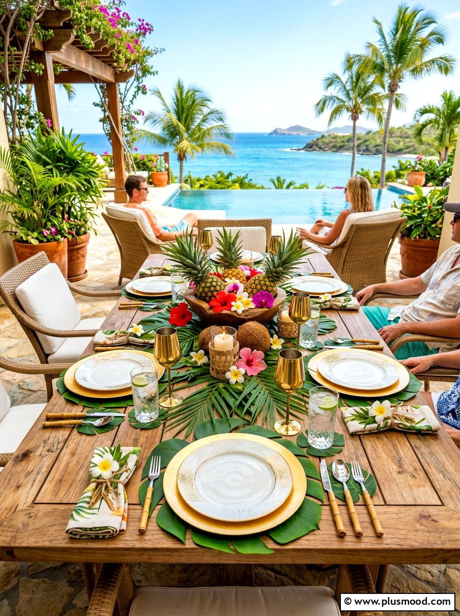 Tropical Leaf Dining Table - 25 summer dining table ideas for summer