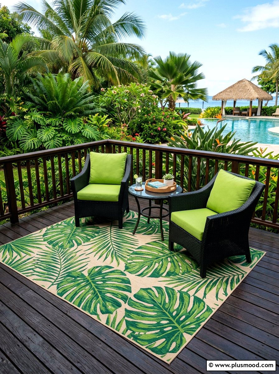 Tropical Leaf Rug - 25 summer porch rug ideas