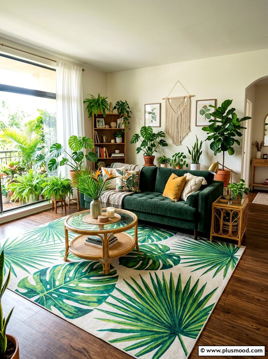 Tropical Leaf Rug - 25 summer rug ideas for living room