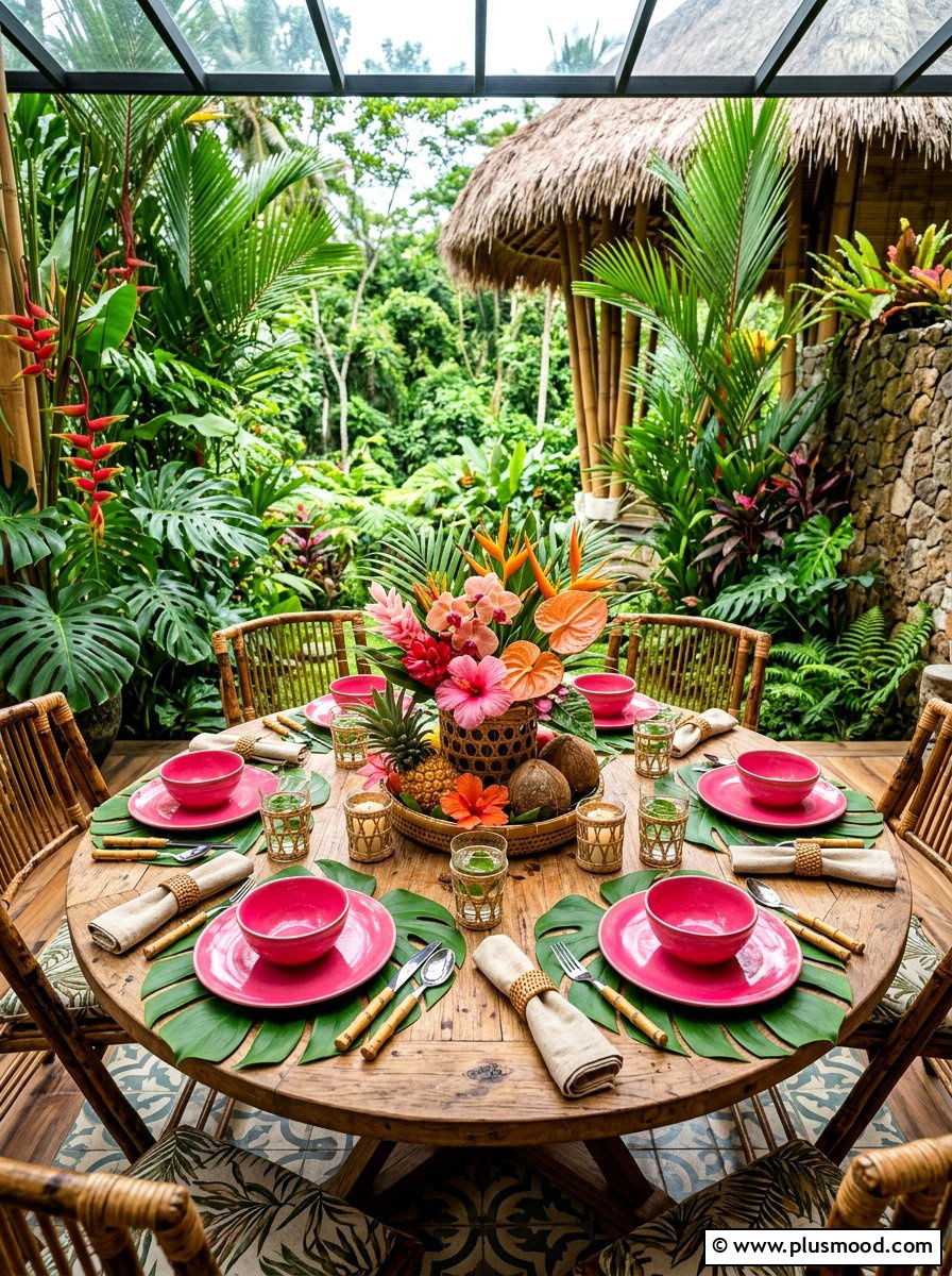 Tropical Leaf Table - 25 summer kitchen table decor ideas