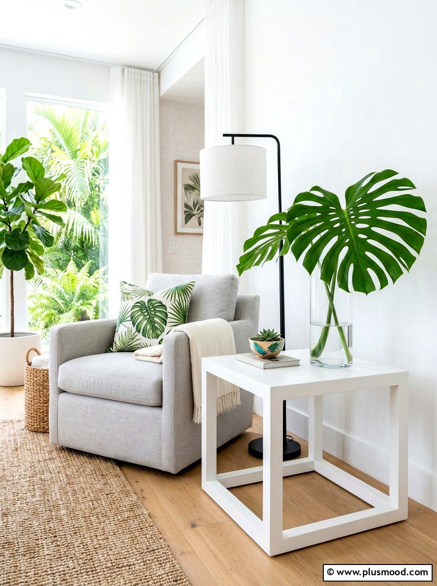 Tropical Leaf Vase - 25 summer end table decor ideas
