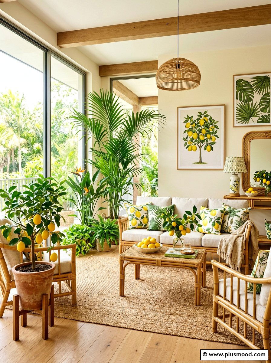 Tropical Lemon Living Room - 25 summer lemon decor ideas for living room