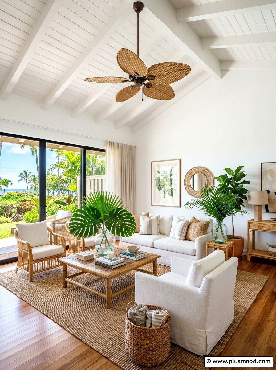 Tropical Living Room - 25 neutral summer living room ideas