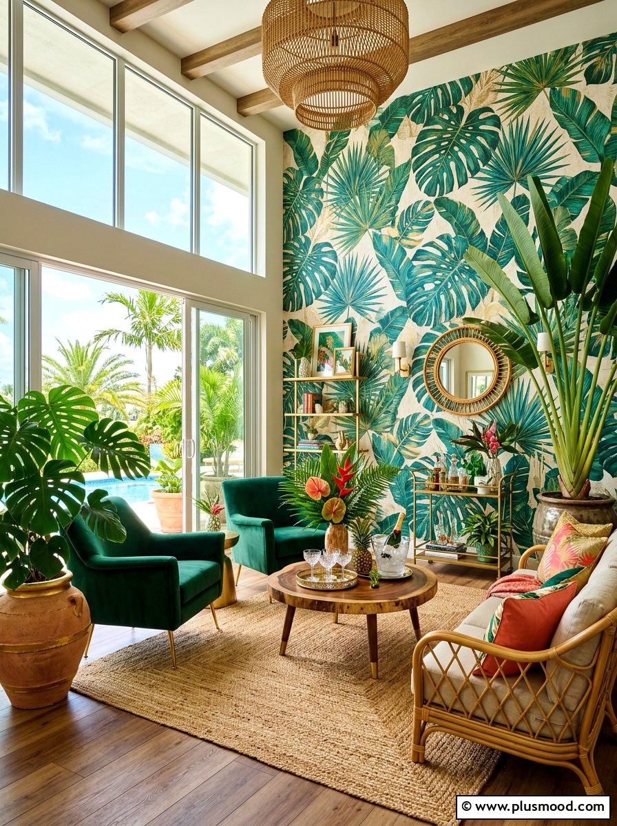 Tropical Living Room - 25 summer entertaining living room ideas