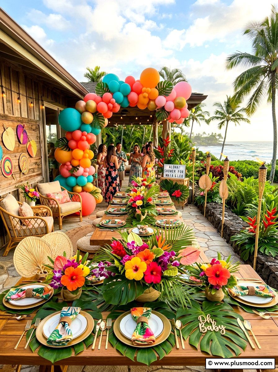 Tropical Luau Baby Shower - 25 summer outdoor baby shower ideas