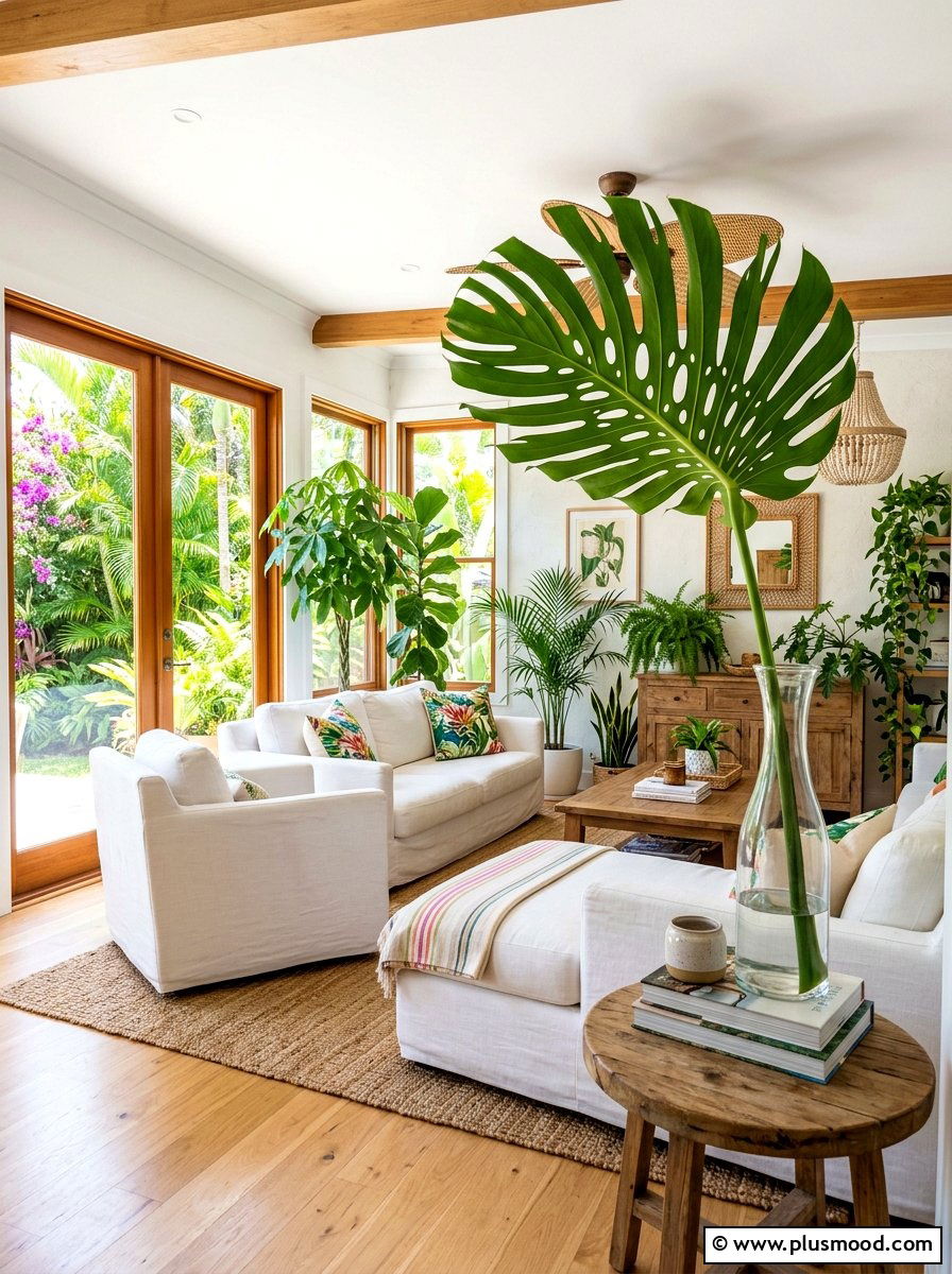 Tropical Monstera Leaf - 25 summer coffee table decor ideas