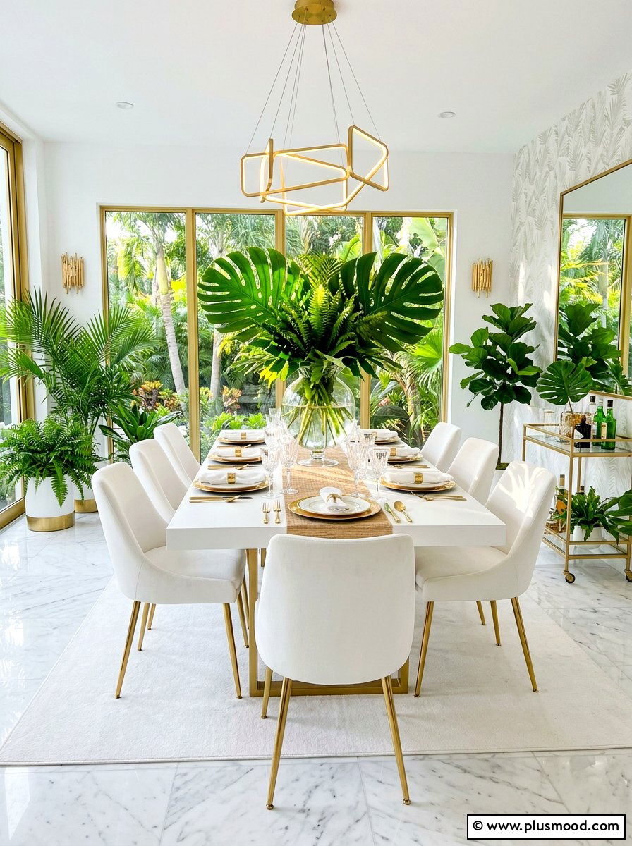 Tropical Monstera Leaf - 25 summer centerpiece ideas for dining table