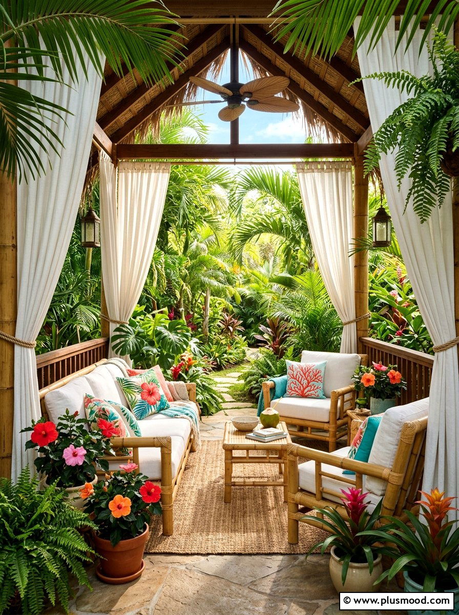 Tropical Oasis Front Porch - 25 summer front porch refresh ideas