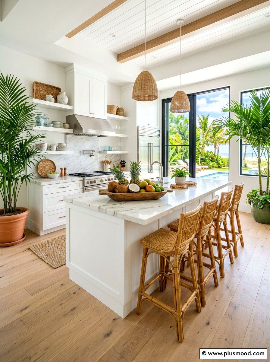 Tropical Open Concept Kitchen - 25 summer decor ideas for open concept homes