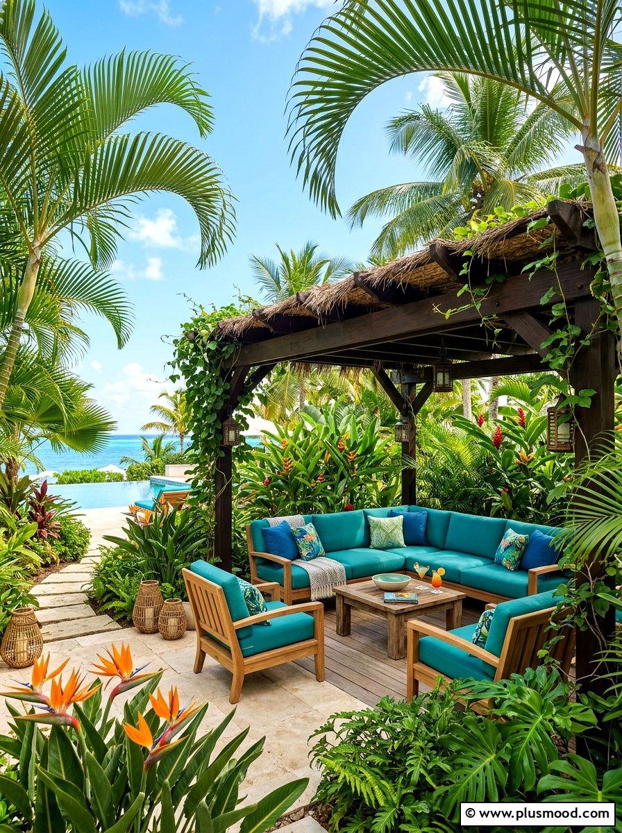 Tropical Outdoor Lounge - 25 summer covered patio ideas