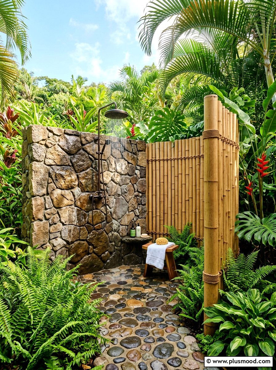 Tropical Outdoor Shower - 25 summer tropical patio ideas