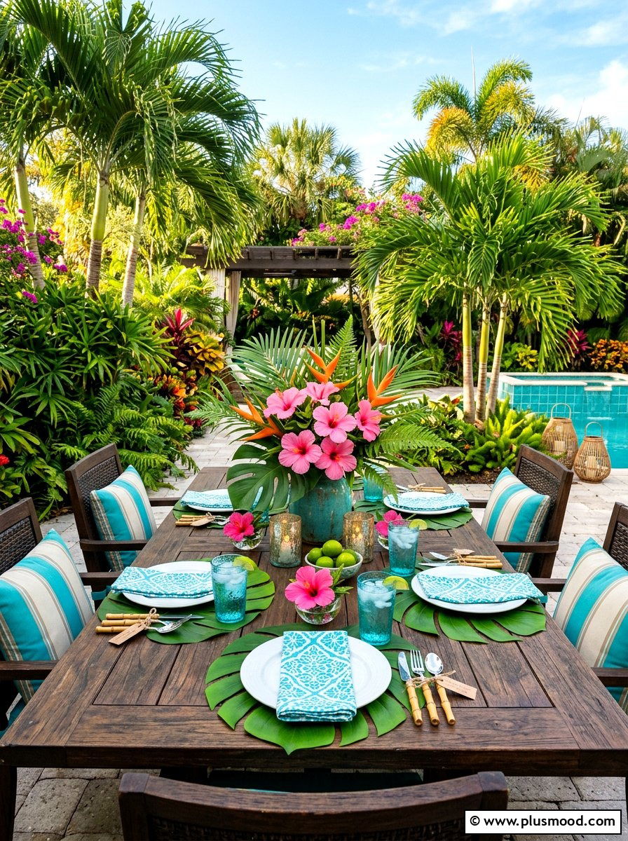 Tropical Outdoor Table - 25 summer outdoor table decor ideas