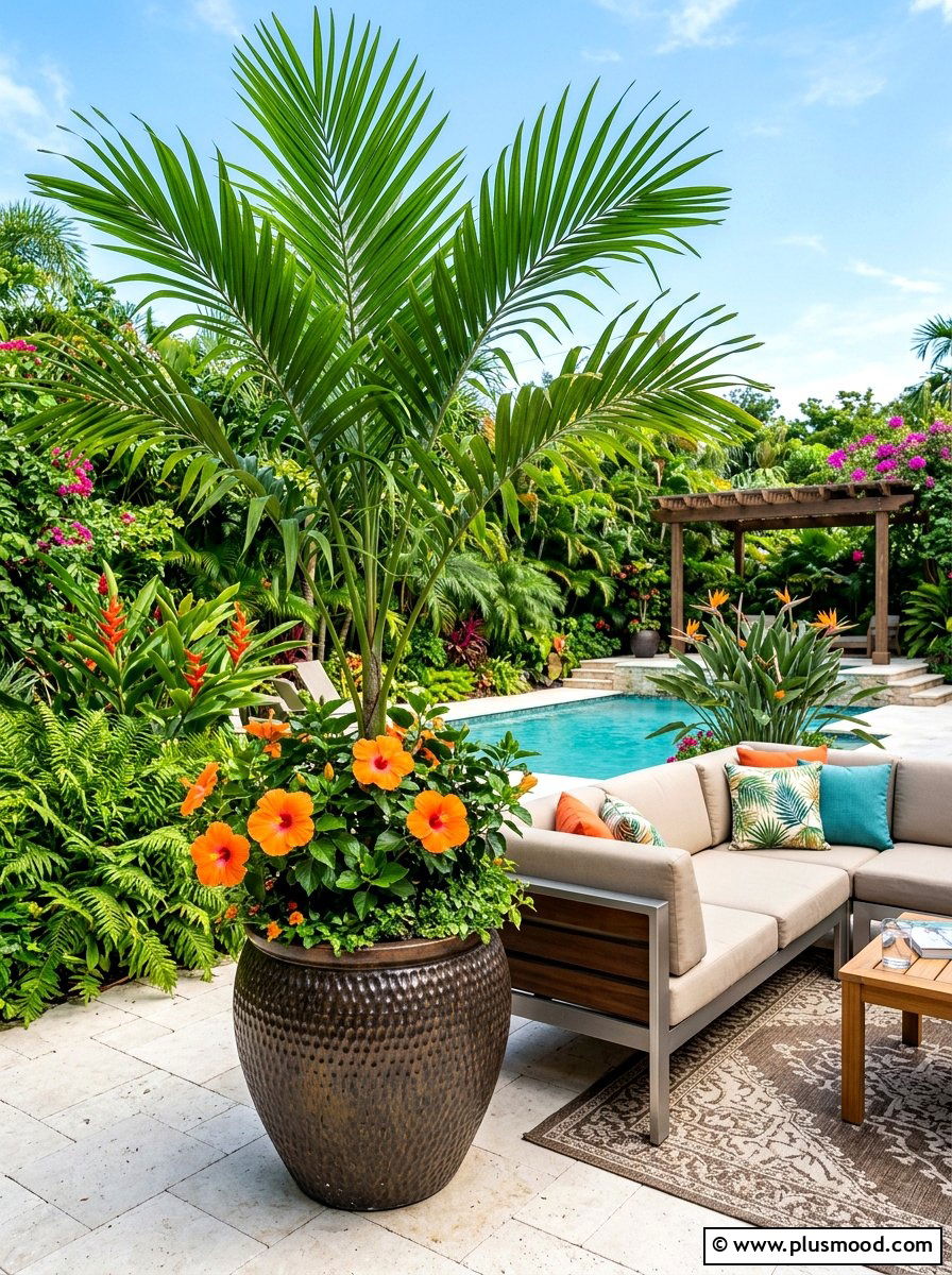 Tropical Palm Container - 25 summer deck planter ideas