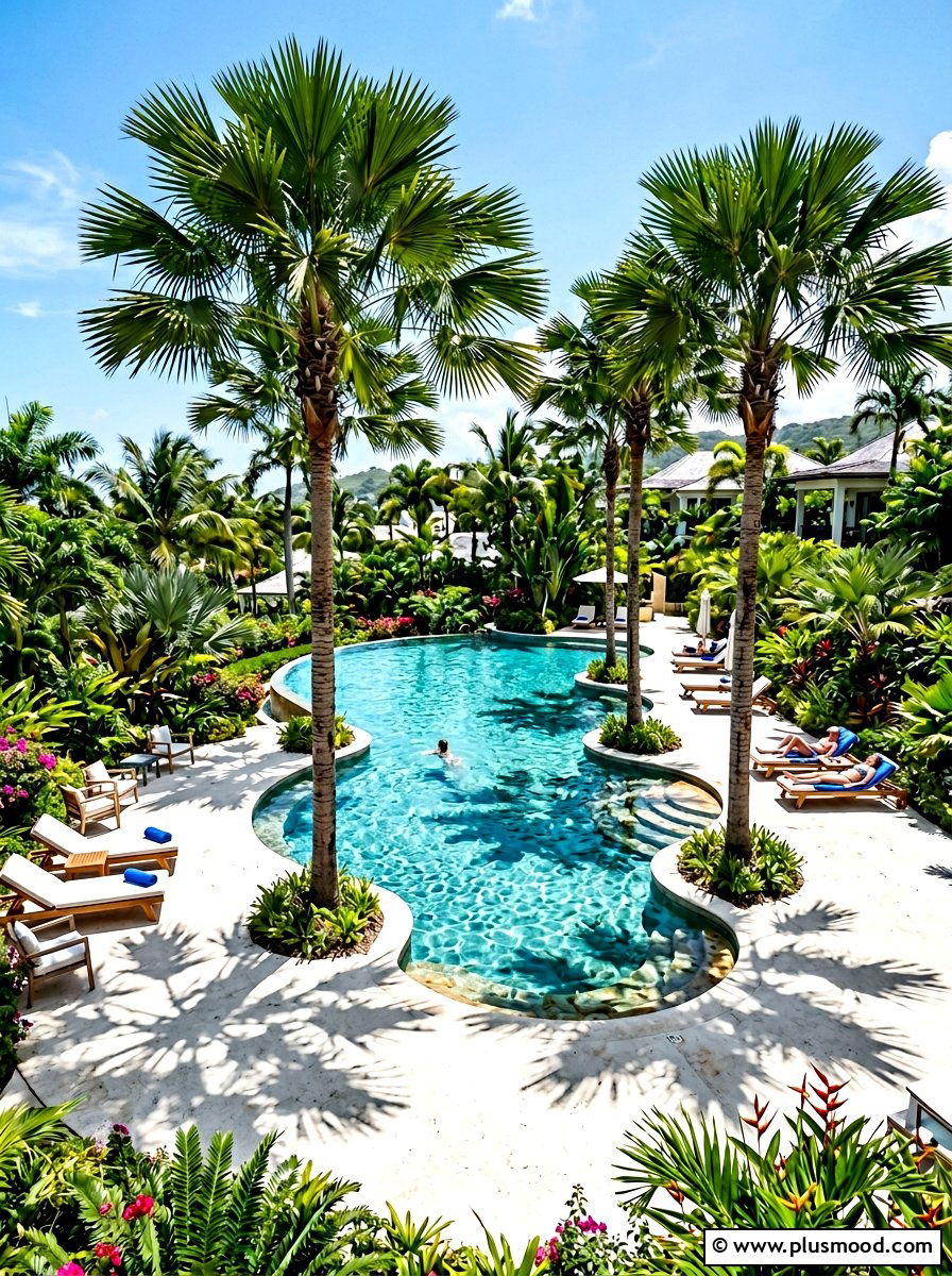 Tropical Palm Pool Landscape - 25 pool landscaping ideas low maintenance