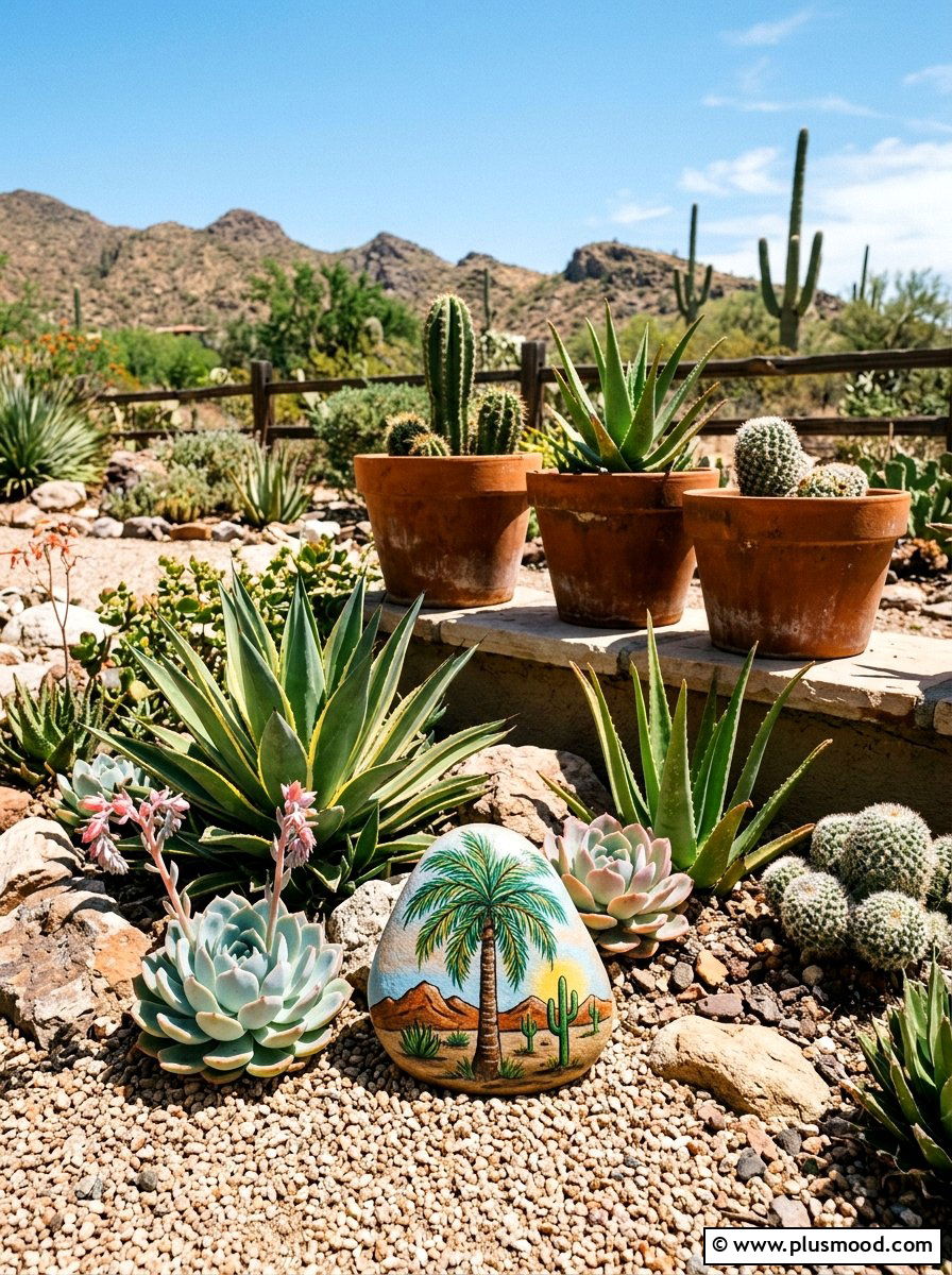 Tropical Palm Rock - 25 painted rock ideas with ocean theme