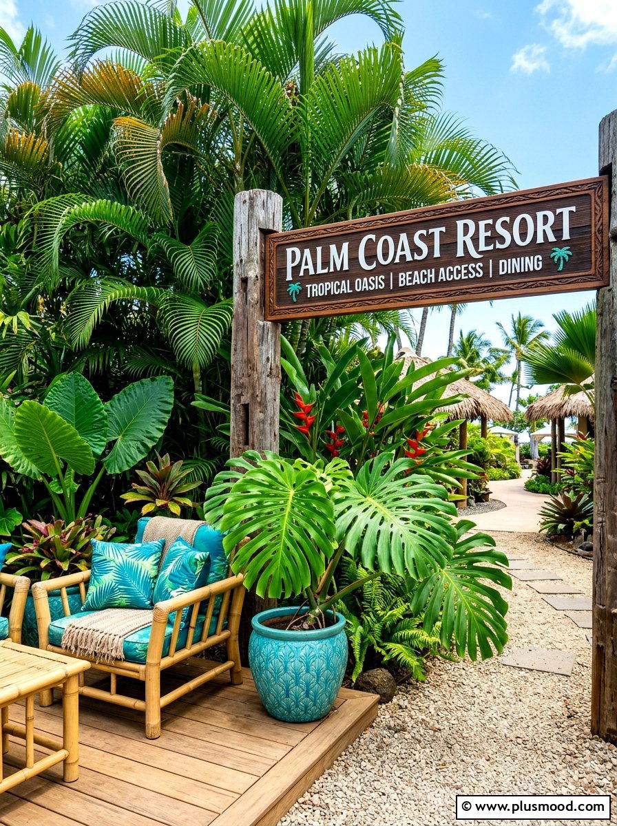 Tropical Palm Sign - 25 summer front porch sign ideas