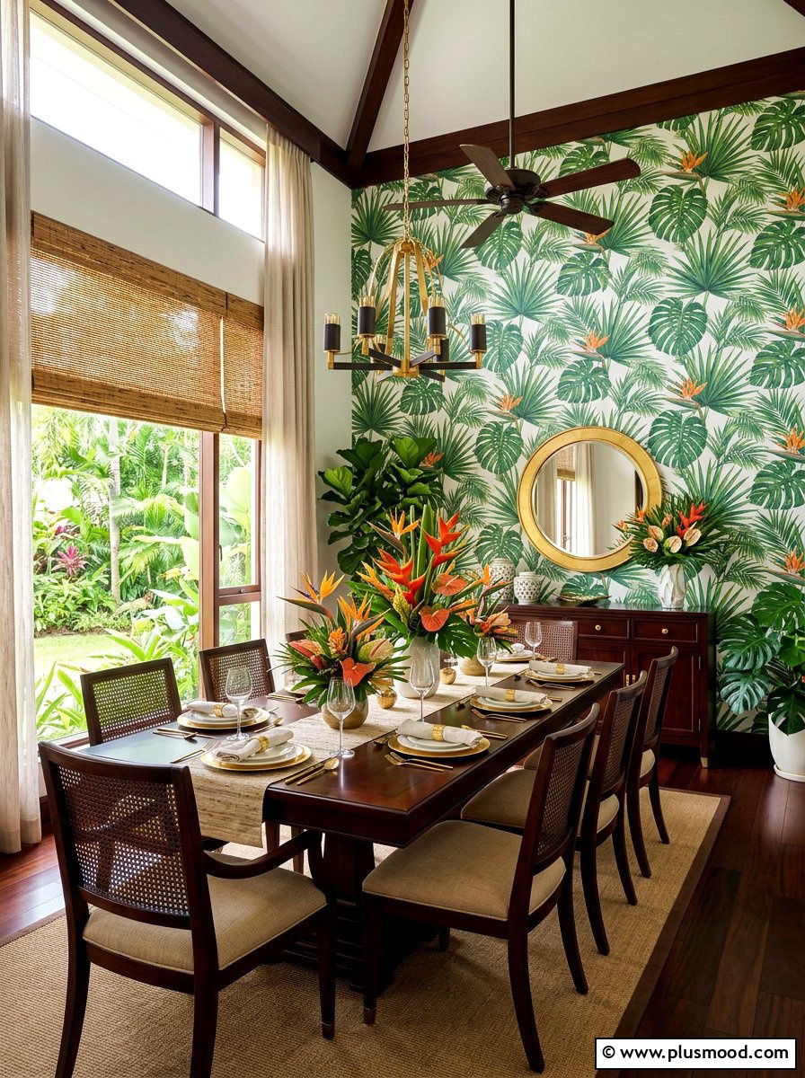Tropical Palm Summer Dining Room - 25 summer dining room decor ideas