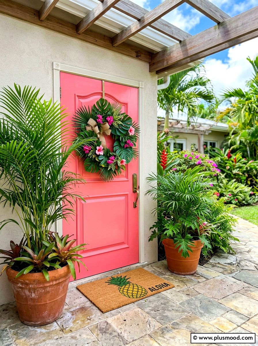 Tropical Palm Summer Door Decor - 25 summer door decor ideas for summer