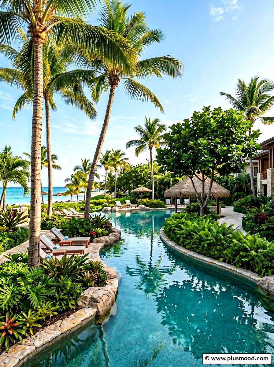 Tropical Palm Tree Pool Area - 25 pool landscaping ideas with shade trees