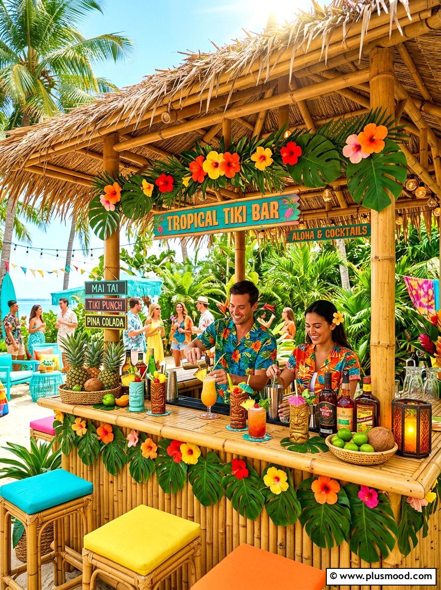 Tropical Party Bar - 25 summer lemonade bar ideas