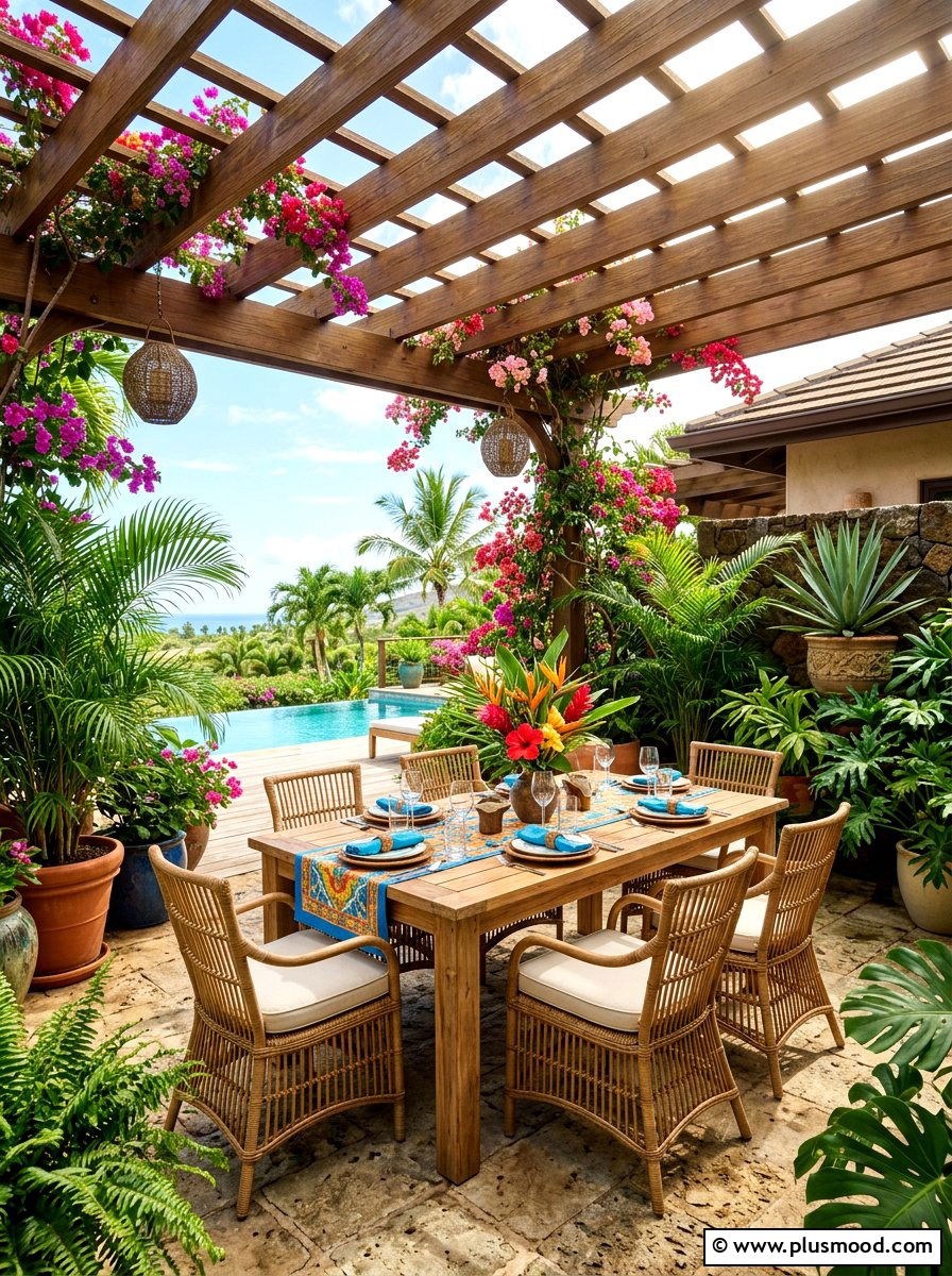 Tropical Patio Dining Area - 25 summer tropical garden ideas
