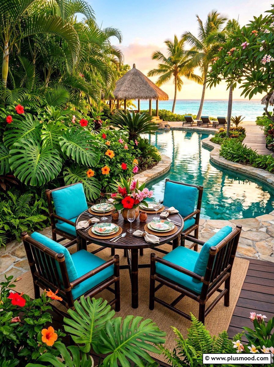 Tropical Patio Dining - 25 summer poolside dining ideas