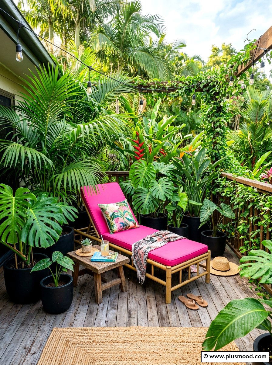 Tropical Plant Deck - 25 summer small deck ideas for summer