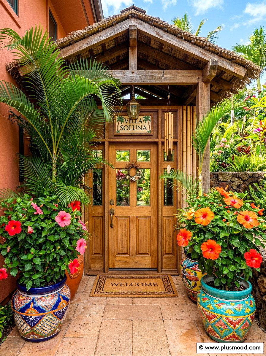 Tropical Plant Entryway - 25 summer front porch entryway ideas