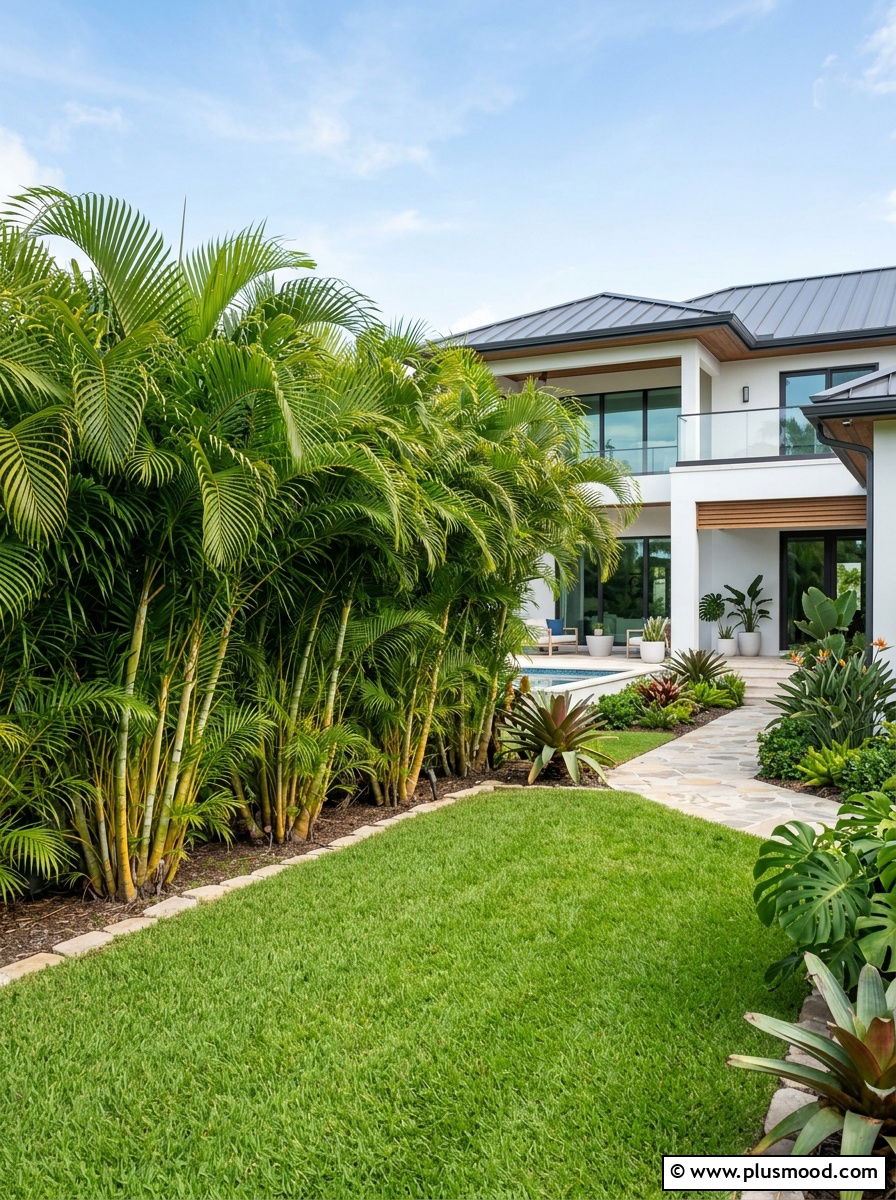 Tropical Plant Privacy Hedge - 25 outdoor garden decor ideas with tropical plants