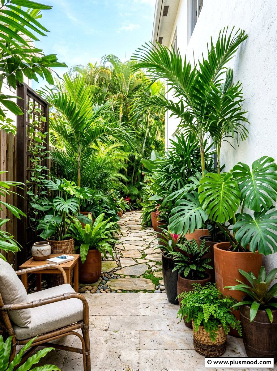 Tropical Plant Theme - 25 summer narrow patio ideas
