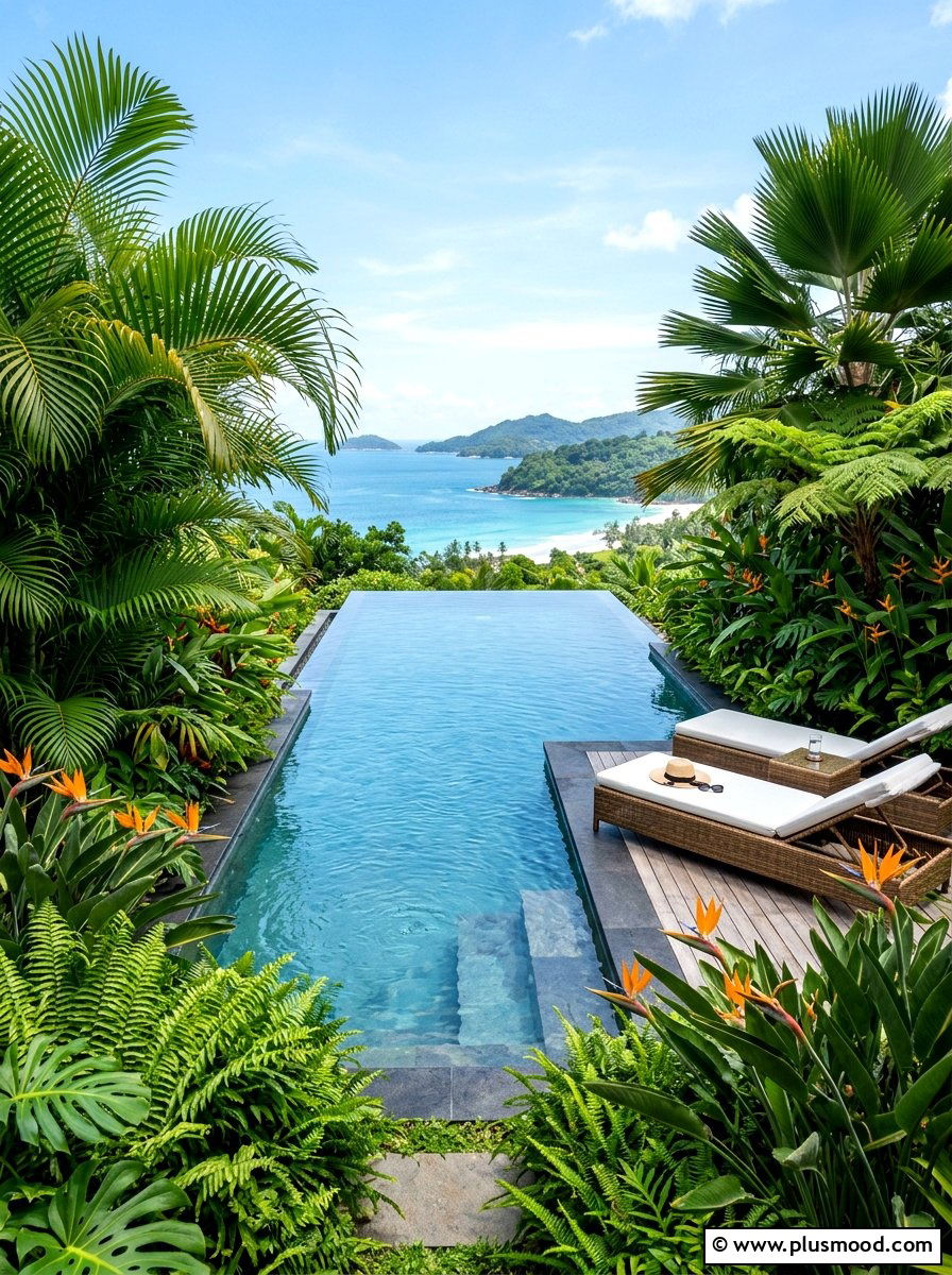 Tropical Plants Around Endless Pool - 25 pool landscaping ideas for endless pools
