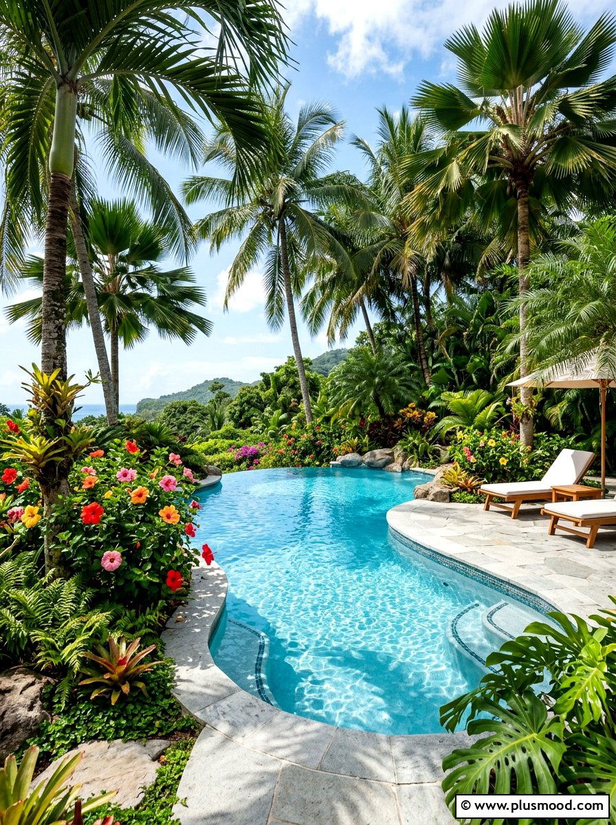 Tropical Plants Around Pool - 25 Pool Landscaping Ideas