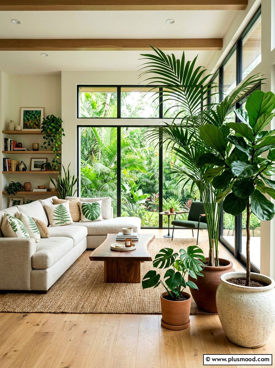 Tropical Plants - 25 airy summer living room ideas