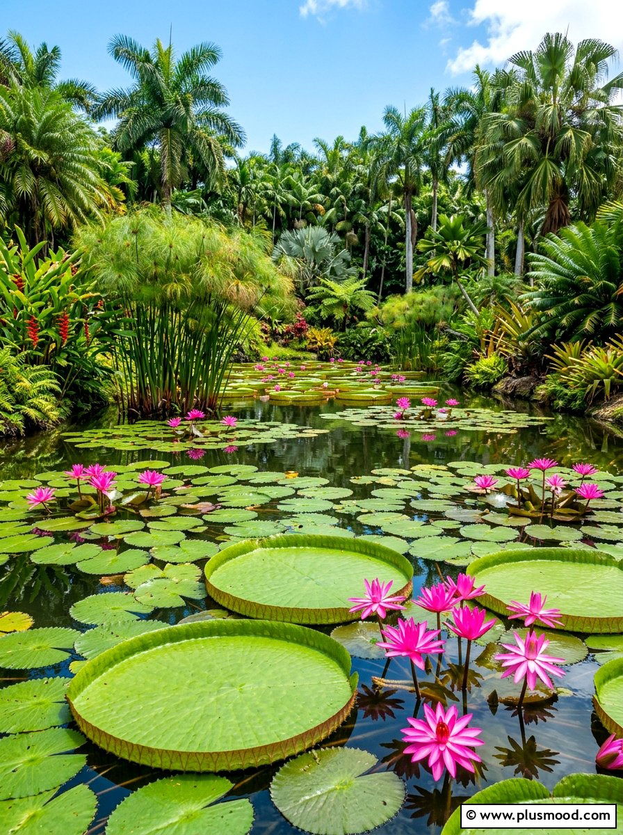 Tropical Pond With Lilies - 25 summer pond ideas for backyard
