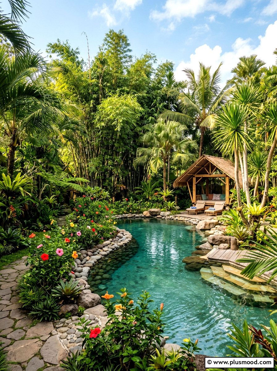 Tropical Pool Bamboo Garden - 25 pool landscaping ideas with bamboo