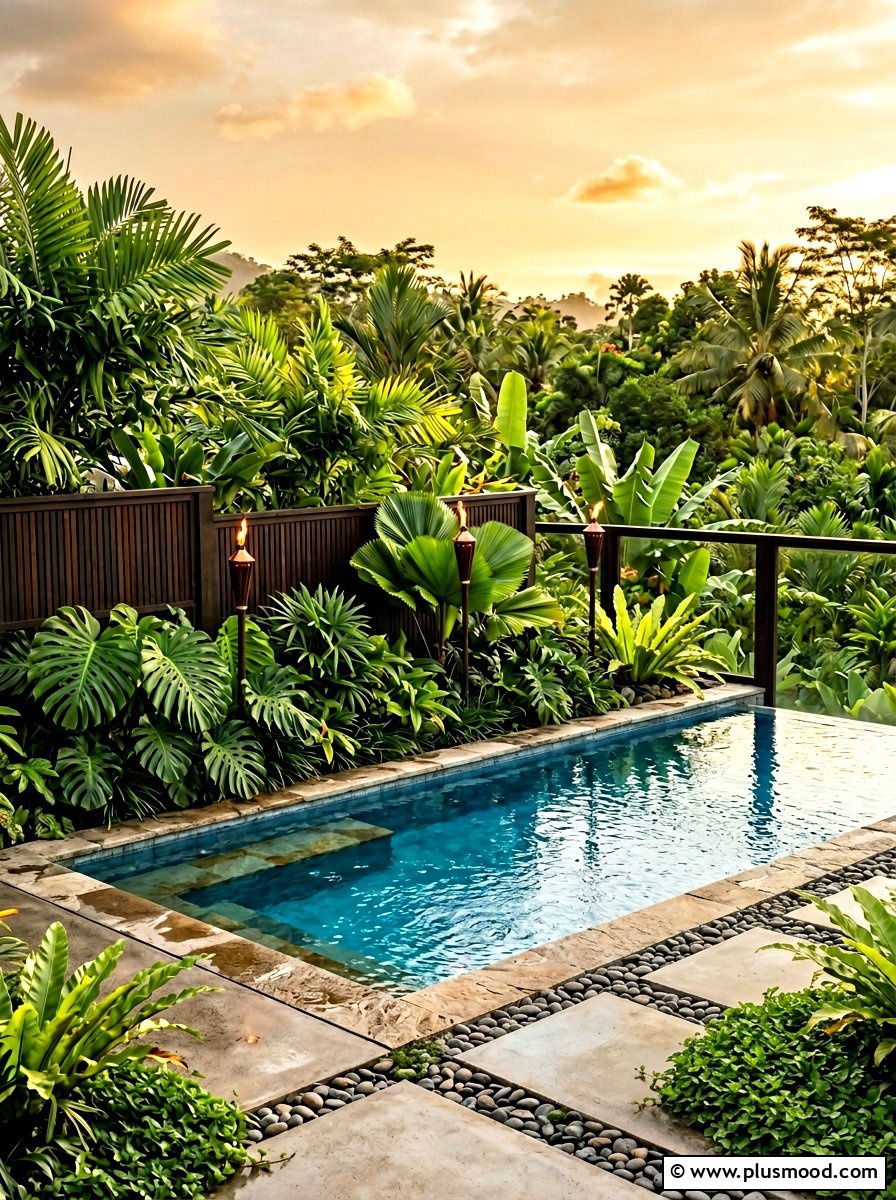 Tropical Pool Fence - 25 pool landscaping ideas with fence