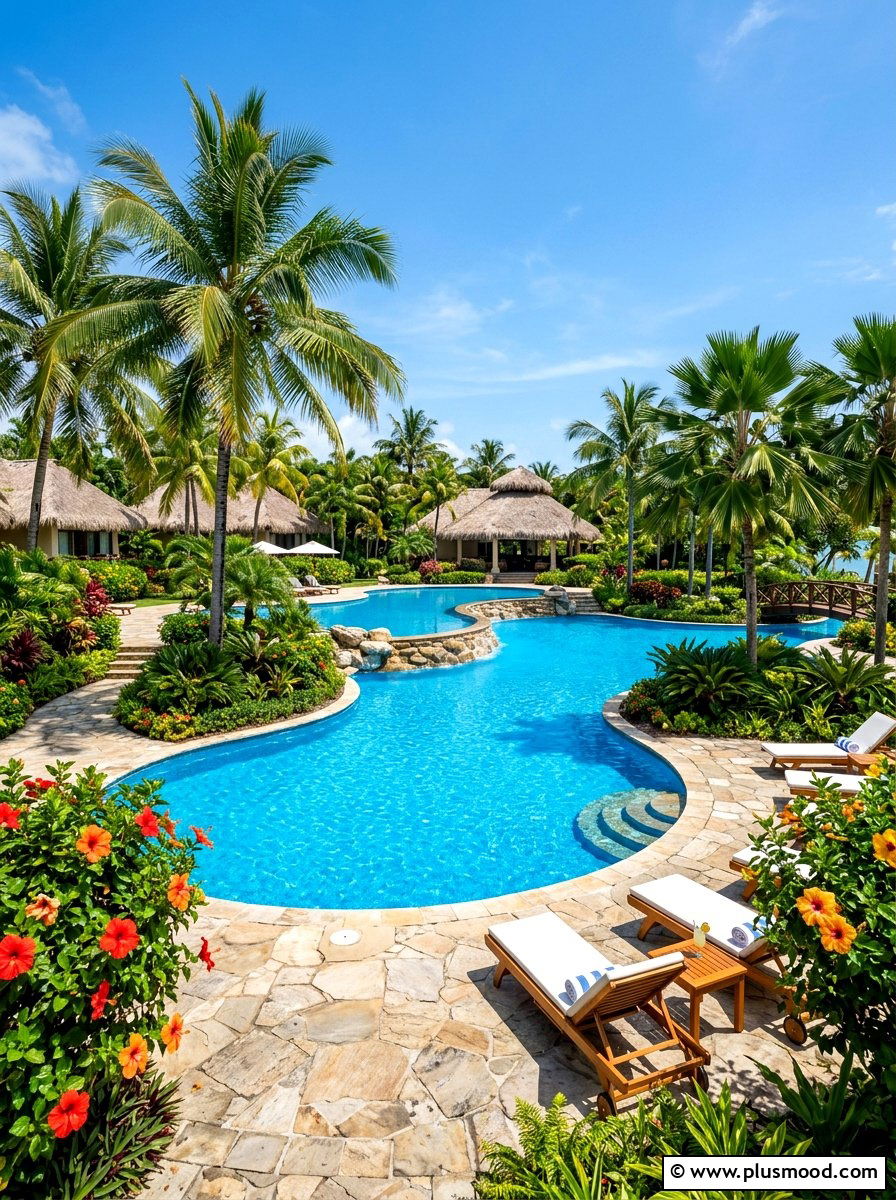 Tropical Pool Landscape - 25 summer landscape makeover ideas