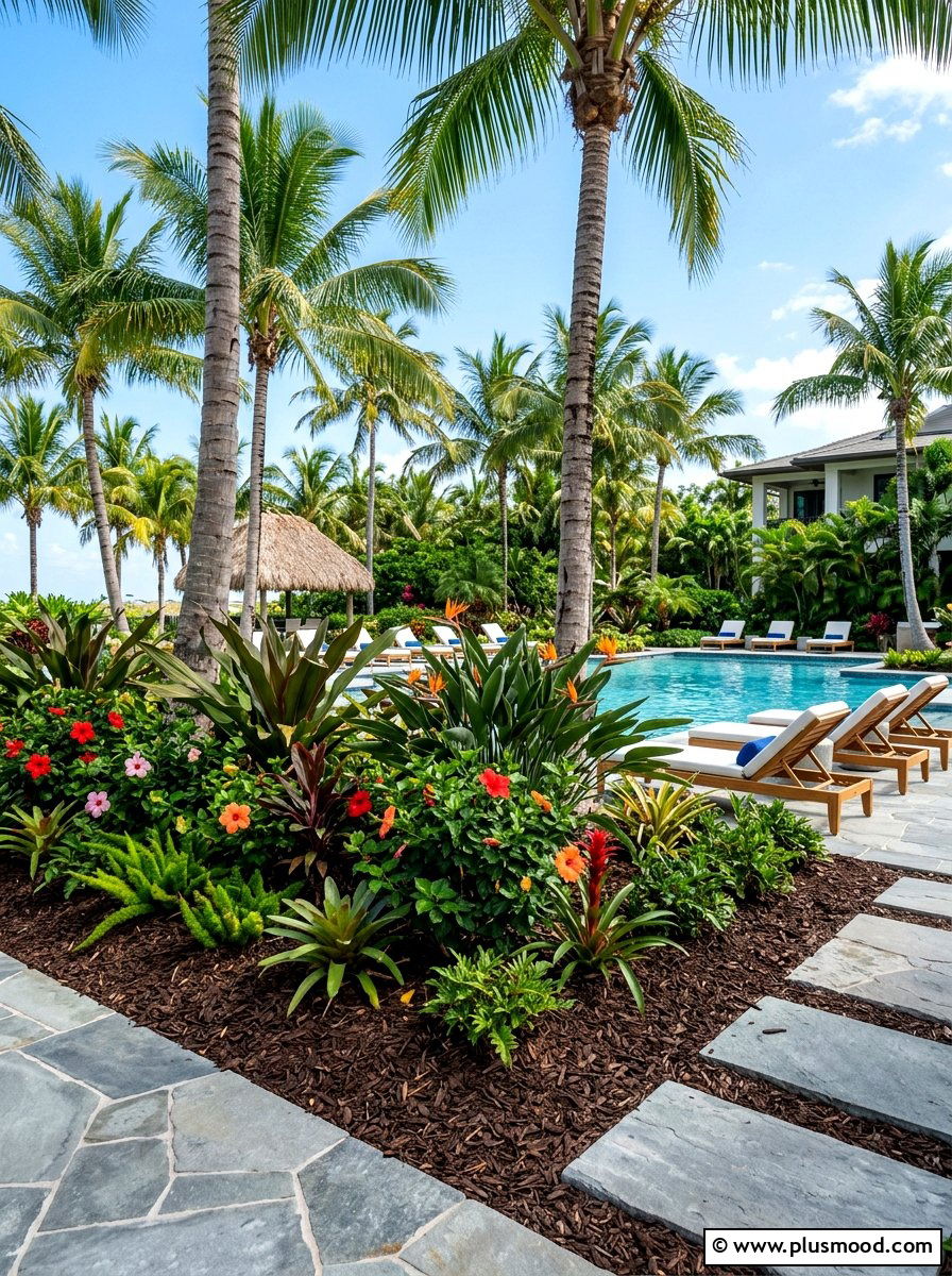 Tropical Pool Landscaping Mulch - 25 pool landscaping ideas with mulch beds