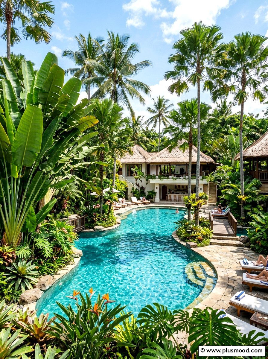 Tropical Pool Plants - 25 pool landscaping ideas for courtyard pools