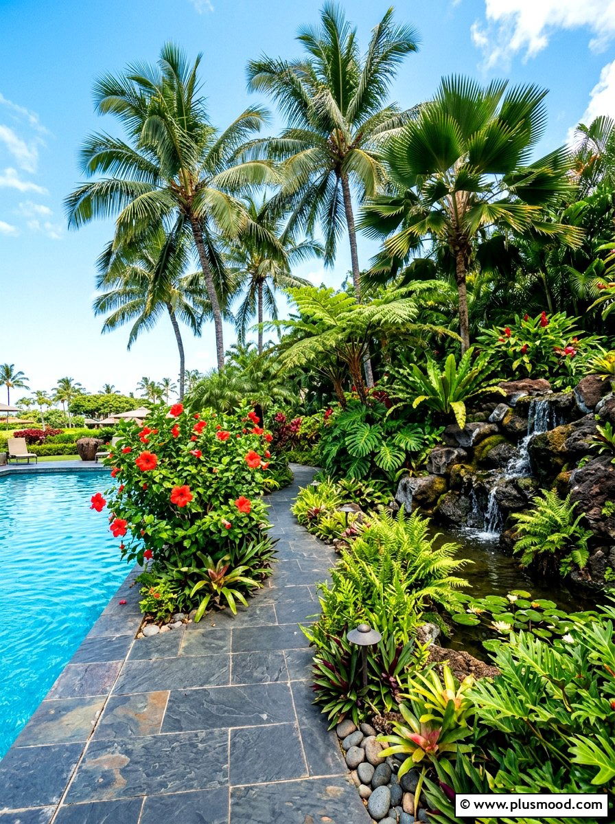 Tropical Poolside Garden - 25 summer pool patio ideas