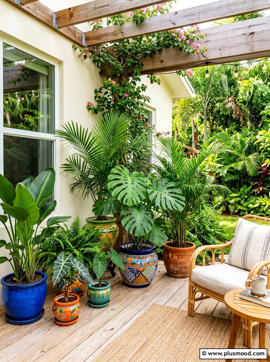 Tropical Potted Plant - 25 summer porch decorating ideas