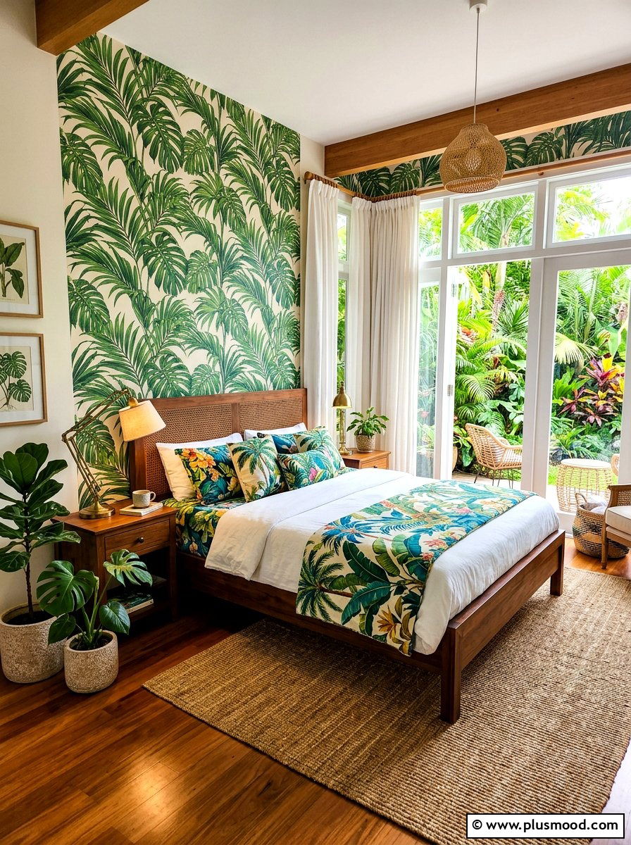 Tropical Print Bedroom - 25 summer bedroom ideas