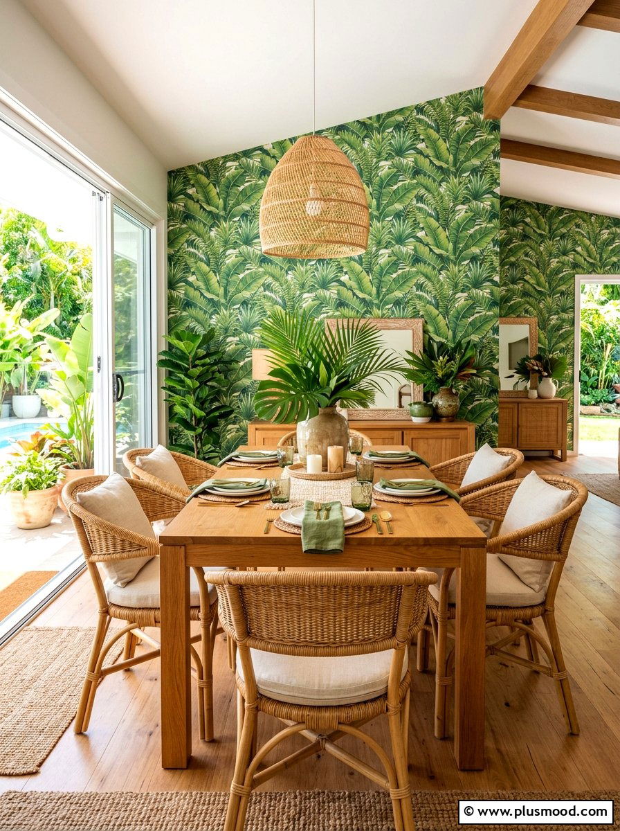 Tropical Print Dining Space - 25 summer beach house decorating ideas