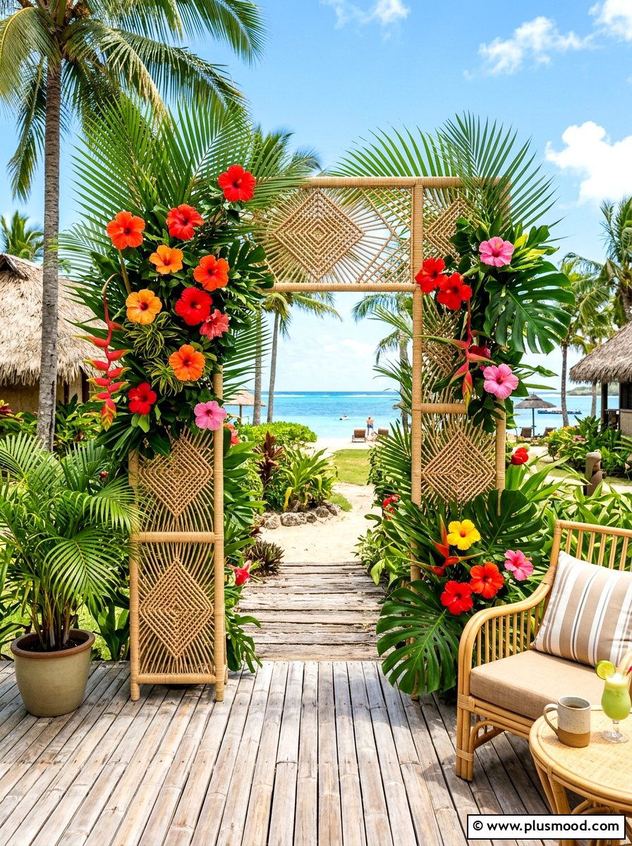 Tropical Rattan Trellis - 25 summer balcony trellis ideas