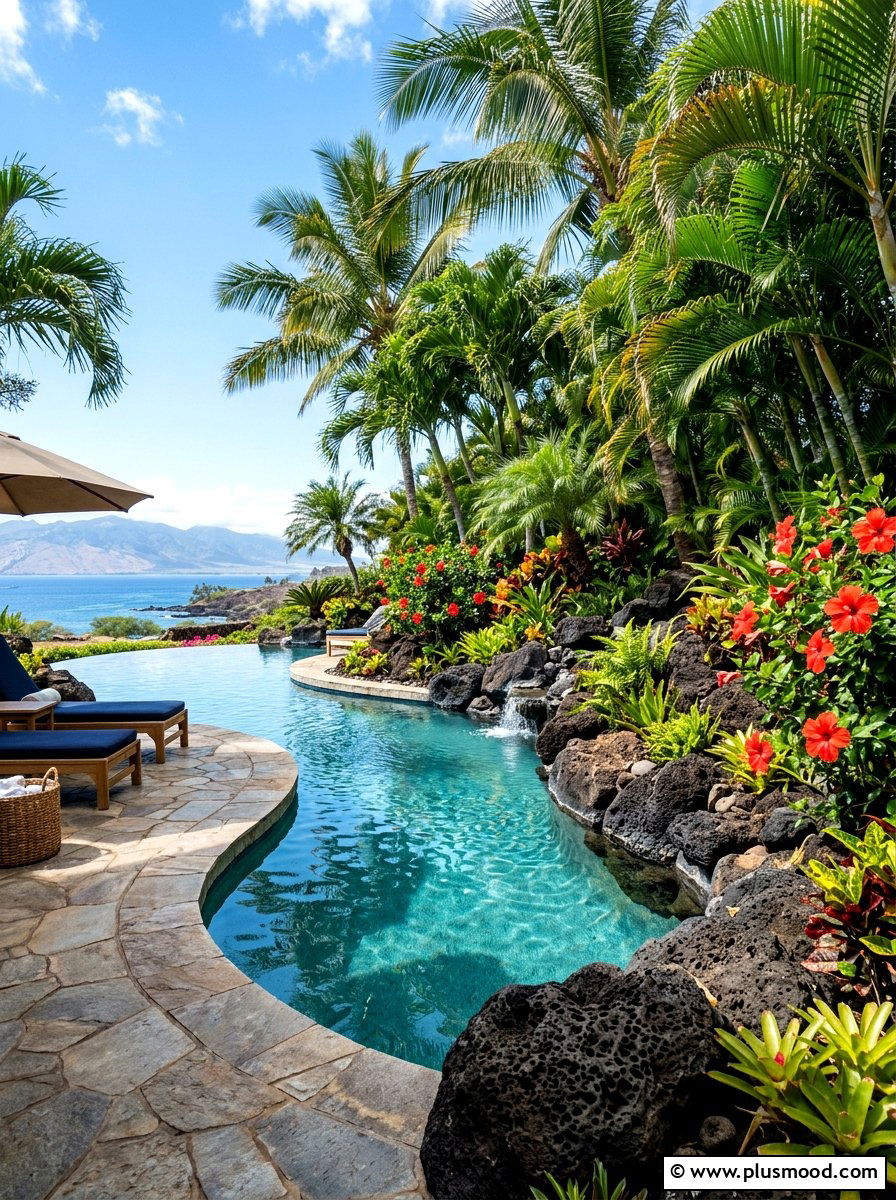 Tropical Rock Garden - 25 pool landscaping ideas with rocks