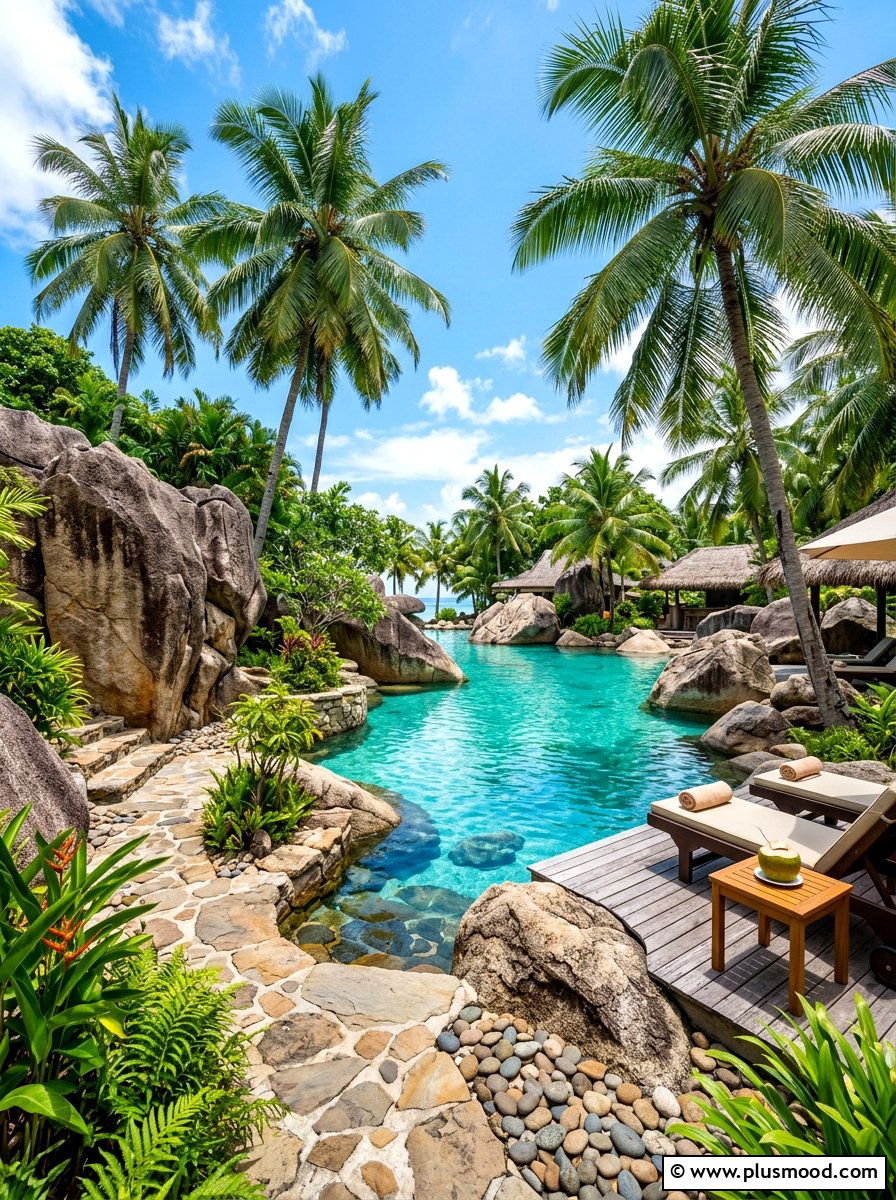 Tropical Rock Pool Surround - 25 summer rock landscaping ideas