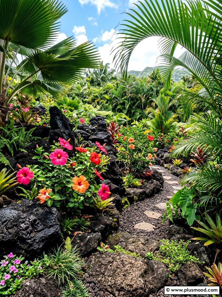 Tropical Rock Scape - 25 small backyard ideas with rock garden