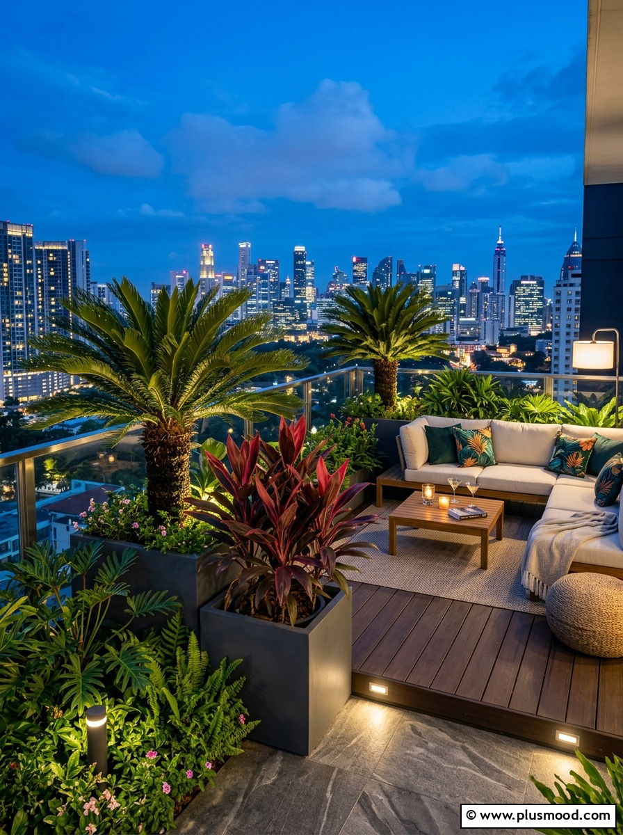 Tropical Rooftop Garden Terrace - 25 outdoor garden decor ideas with tropical plants
