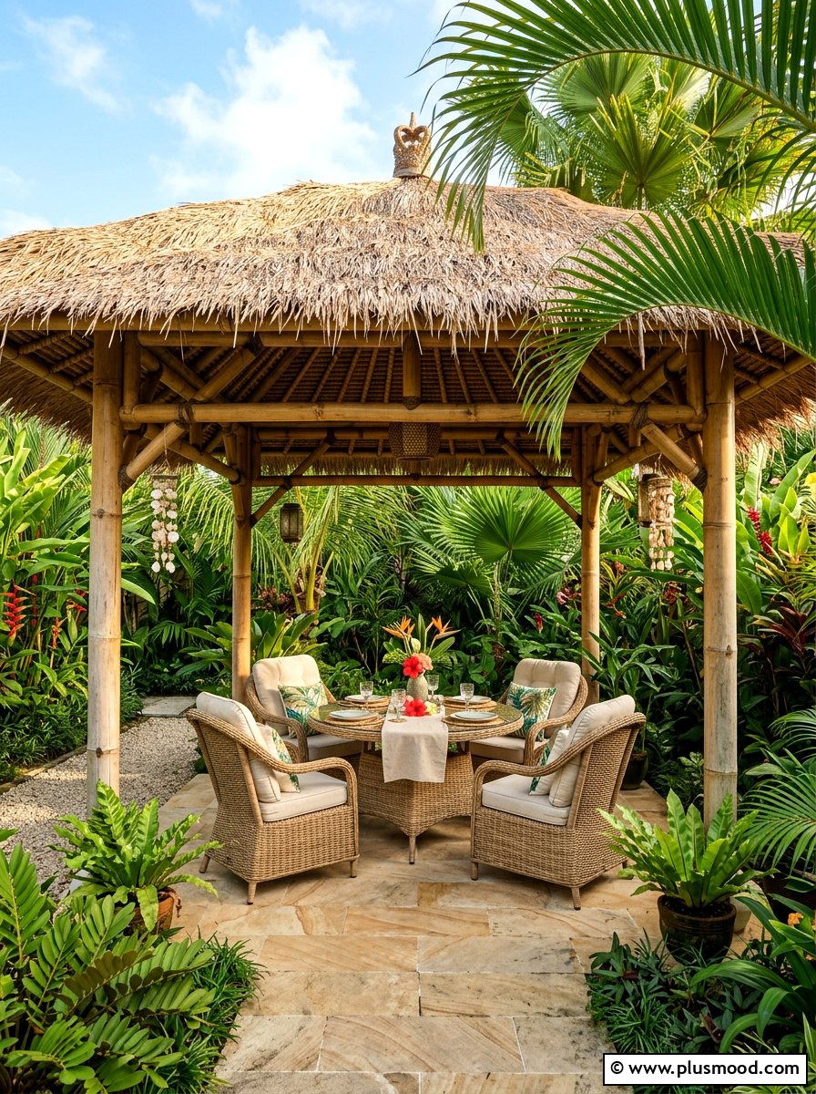 Tropical Style Pergola - 25 small backyard ideas with pergola