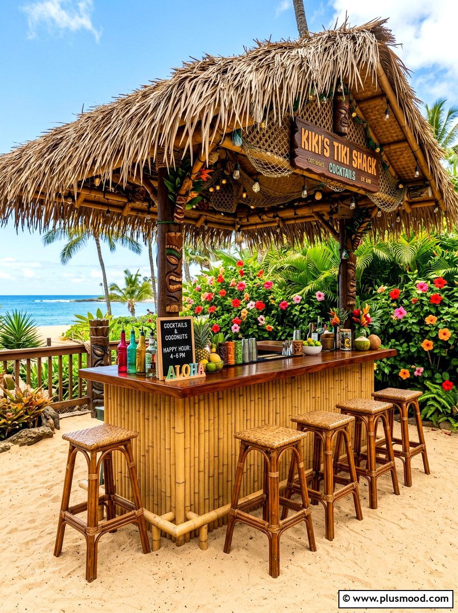 Tropical Style Tiki Bar - 25 summer backyard retreat ideas